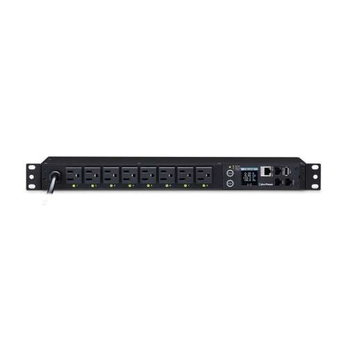 CyberPower PDU41005 1U PDU comutat cu 8 prize NEMA 5-15R și cablu de 3,7 m