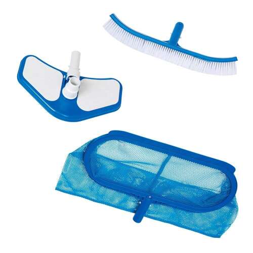 Intex Deluxe Pool Cleaning Kit with brush, vacuum, and leaf rake
