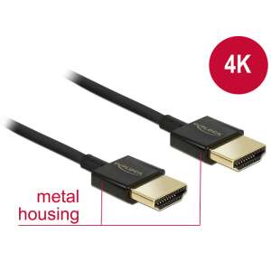 Delock 85117 High Speed HDMI Ethernet cable with metal housing, 4K support, 0.25m - HDMI Cable