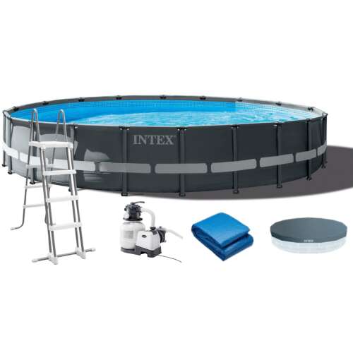 Set de piscină Intex Ultra XTR Frame 732x132cm cu scară, filtru de nisip, ecran și pătură (26340NP) #grey 32044438