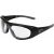 YATO clear safety glasses with rubber strap and temple, angled view