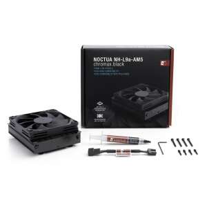 Noctua NH-L9a-AM5 chromax.black Răcitor CPU, profil redus, silențios, negru, AMD AM5, HTPC, SFF, include pastă termică, kit de montare și ventilator - Ventilator de PC