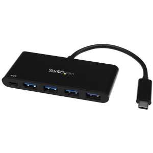 StarTech.com 4 portos USB 3.0 hub USB-C tápellátással, fekete - Startech