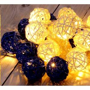 Sphärische Weide/Rattan/4m/weiß + blau/20pcs LED/3xAA Batterie Licht Dekoration (101-04) 107122313 - Ghirlande luminoase