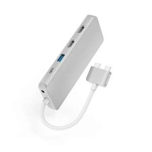 Stație de andocare Hama Connect2Mac pentru seria Apple MacBook Air și Pro, argintiu, vedere din unghi - Docking stations