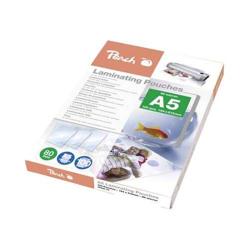 Huse de laminare Peach A5 80 microni 100 bucăți