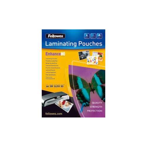 Fellowes lamináló tasakok, Enhance 80, A4, 100 gloss 80, lamináló fólia