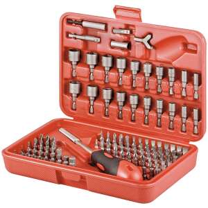 Zestaw bitów do wkrętaków Fixpoint 113-częściowy, otwarty futerał, pokazujący wszystkie bity i magnetyczny wkrętak - Bithead