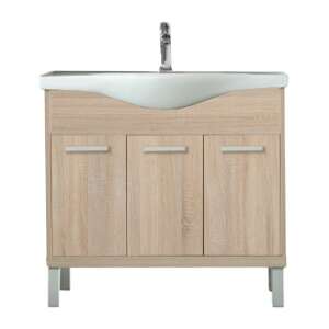 Nerva 85 cm bathroom vanity with sink in Sonoma oak - Leziter