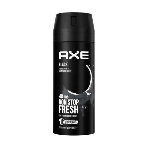 Axe Black Deodorant Spray pentru corp, 48 de ore de prospețime non-stop, parfum de pară înghețată și lemn de cedru