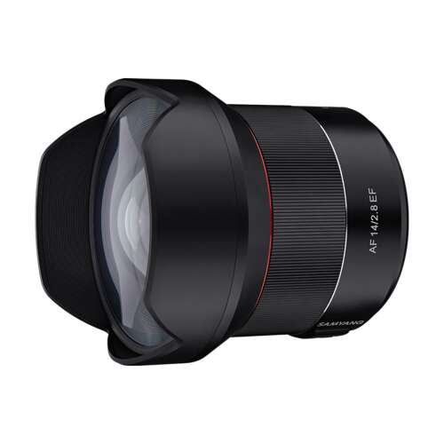 Samyang AF 14mm f/2.8 EF objektív Canon fényképezőgépekhez, széles látószögű objektív, fekete