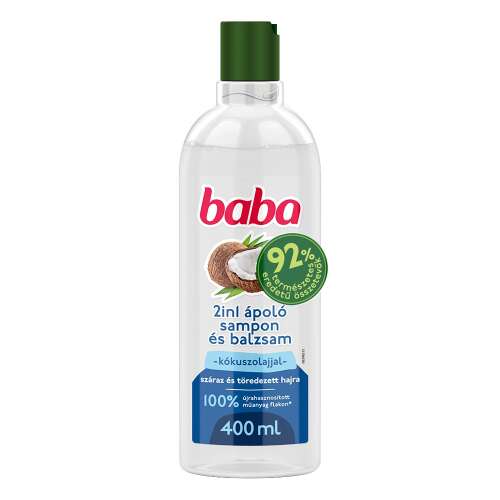 Baba 2-in-1 Shampoo und Conditioner mit Kokosnussöl für trockenes und strapaziertes Haar, 400 ml