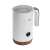 Concept NM4100 Nordic Milk Frother, white with wooden base, angled view