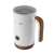 Concept NM4100 Nordic Milk Frother, white with wooden base, angled view