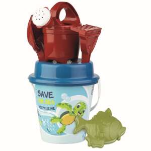 6 piece animal print sandpit set with bucket, watering can, shovel, rake, mold and fish, for boys and girls, perfect for the garden, beach or seaside, made from thick, durable and recycled plastic, save the sea, recycle me - Inflatable Toy & Beach Toy