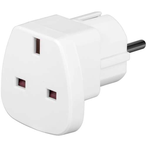 Adaptor de călătorie din UK în UE, alb, pentru conectarea dispozitivelor din UK la prizele UE