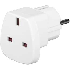 UK to EU travel adapter, white, for plugging UK devices into EU sockets - Goobay