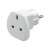 UK to EU travel adapter, white, for plugging UK devices into EU sockets