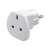 UK to EU travel adapter, white, for plugging UK devices into EU sockets