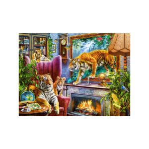 Részletes illusztráció a Castorland 3000 darabos 'Tigrisek életre kelnek' kirakójából. - Castorland Puzzle