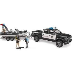 Bruder Dodge RAM 2500 Police Pickup Truck with Boat and Figures, 1:16 Scale - Bruder