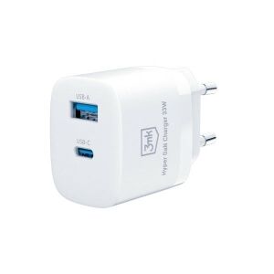 Ładowarka sieciowa 3mk Hyper GaN 33W USB-A i USB-C, biała - Karta sieciowa