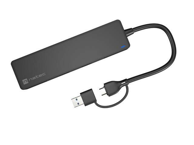 HUB USB-C 3.0 NATEC MAYFLY 4-PORTY CZARNY + ADAPTER USB-A