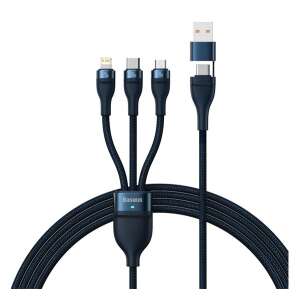 BASEUS adatkábel (2in1 USB / Type-C - 3in1 lightning 8pin / microUSB / Type-C, 5A, 100W, 120cm) FEKETE 71432532 