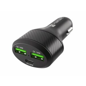 Ukośny widok ładowarki samochodowej Natec Coney 60W z Quick Charge 3.0 i Power Delivery 3.0 - Natec