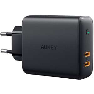 Aukey PA-D5 63W Dual USB-C Wall Charger, Black - Aukey Phone Charger