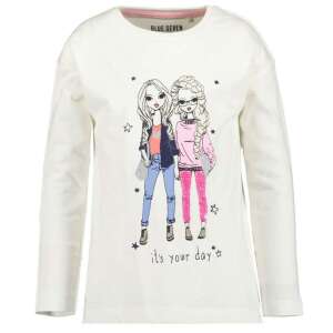 Dlhý rukáv Blue Seven pre dievčatá s potlačou dvoch dievčat, biely s farebným tlačou - Bábätká & Batoľatá