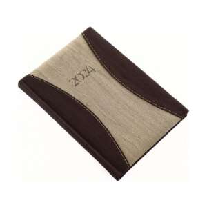 Realsystem 2024-es PrémiumA 9412-77 B6 brown and beige leather pocket calendar - REALSYSTEM