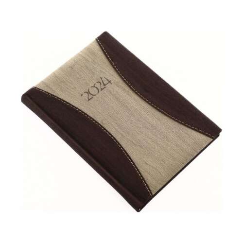 Realsystem 2024-es PrémiumA 9412-77 B6 brown and beige leather pocket calendar