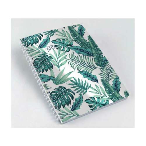 Realsystem 2024 Weekly Planner A5 Calendar with Tropical Leaves Design