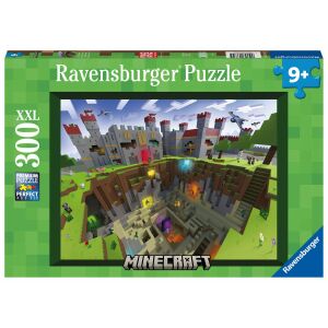 Ravensburger Minecraft Puzzle 300 XXL, Minecraft Dvorac i podzemne špilje - Puzzle