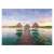 Ravensburger 1000 piece jigsaw puzzle, Tropical View, showing a wooden pier leading to three thatched roof huts on a tropical lagoon at sunset