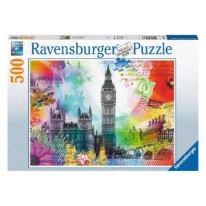 Puzzle Ravensburger cu 500 piese, orizontul Londrei cu Big Ben, Palatul Parlamentului, Podul Westminster, design colorat - Ravensburger Puzzle