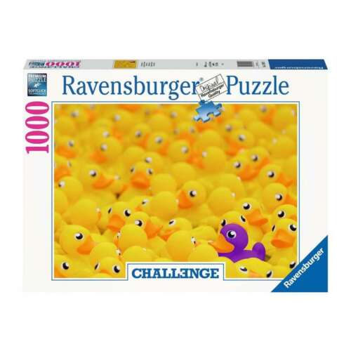 Puzzle Ravensburger 1000 dielikov, Gumikacsák, s fialovou gumovou kačicou medzi žltými gumovými kačicami