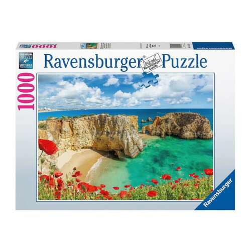 Puzzle Ravensburger 1000 de piese, coasta Algarve cu maci roșii
