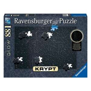 Krabica s puzzle Ravensburger Krypt Universe Glow s 881 dielikmi, zobrazujúca čiernobiely obraz vesmíru so svetelným efektom v tme - Ravensburger Puzzle