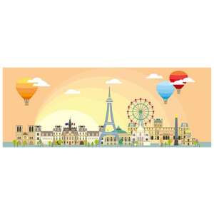 Puzzle panoramic Ravensburger cu 1000 de piese, O zi în Paris, cu Turnul Eiffel, baloane cu aer cald și alte repere pariziene - Ravensburger Puzzle