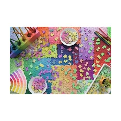 Ravensburger Karen Rainbow Puzzle 3000 dielikov v procese skladania, farebné puzzle