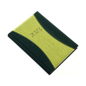 Zöld és sárga 2023-as Realsystem napi határidőnapló, A5 méret, bőr borító - REALSYSTEM