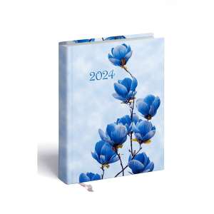 Realsystem 2024-es 2-napos zsebnaptár kék magnólia virágokkal - REALSYSTEM
