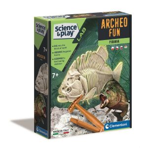 Clementoni Science & Play Archeo Fun Piranha Súprava na vykopávky - Svieti v tme - Clementoni Vedecké a objaviteľské hry