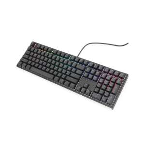 Ducky One 2 RGB mechanikus billentyűzet MX Blue kapcsolókkal, fekete és fehér színben, ferde nézetből - Ducky