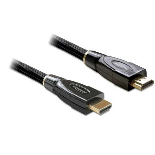 Delock 82739 High Speed HDMI Ethernet cable 5m, black, braided, 4K Ultra HD, 3D, 120Hz, ARC, Dolby TrueHD, DTS-HD Master Audio