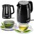 Eldom Elli C280C Kettle, black, with tea cups, diamond design