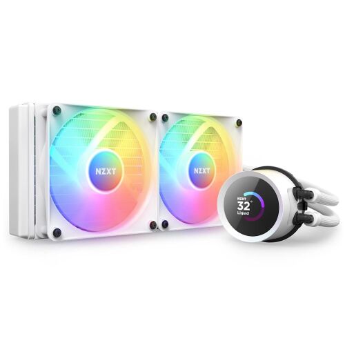 NZXT Kraken 240mm AIO folyadékhűtő - Fehér, RGB ventilátorok és CPU hűtőpumpa