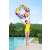 Woman holding Bestway Geometric Inflatable Pool Float by the pool